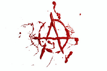 Red paint painted anarchy sign