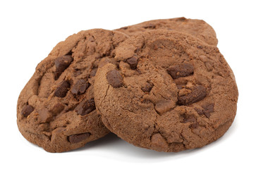 Chocolate pastry cookies isolated on white background
