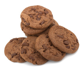 Chocolate pastry cookies isolated on white background
