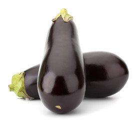 Black eggplants isolated on white background