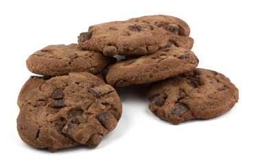 Fototapeta na wymiar Chocolate chips cookies isolated on white background