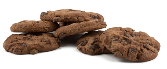 Chocolate chips cookies isolated on white background
