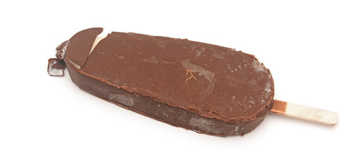 Ice cream covered with chocolate