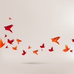 Origami paper bird on abstract background - obrazy, fototapety, plakaty