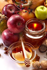 honey, apples and autumn fruits