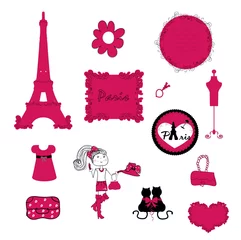 Crédence de cuisine en verre imprimé Doodle Paris. petits détails en rose.