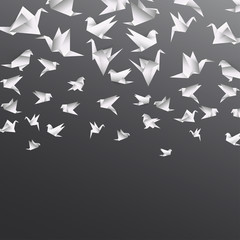 Origami paper bird on abstract background