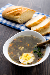 Delicious soup with sorrel
