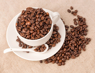 Cup of coffee beans