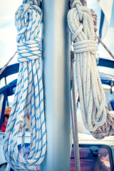 Ropes on mast, sailing boat