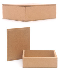 set small cardboard boxes isolated on white background