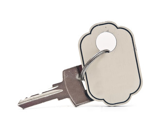 silver key with blank tag. space for your text