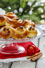 Swedish christmas. Traditional swedish buns in christmas setting