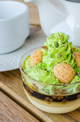 Green tea cake&tea cup