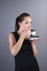 businesswoman drink coffee