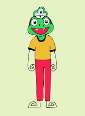 Cute cartoon Illustraiton Frog in Jaidee Family Style