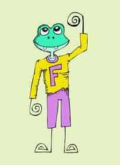 Cute cartoon Illustraiton Frog in Jaidee Family Style