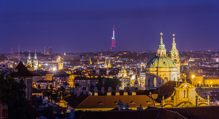 View of night Prague from Hradcany