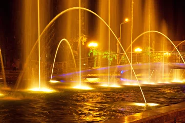 Papier peint photo autocollant rond Ville sur leau Batumi fountain show