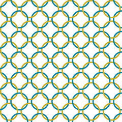 Teal and Gold Interlaced Circles Textured Fabric Background