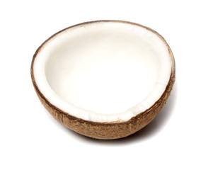 Coconut closeup on a white background.