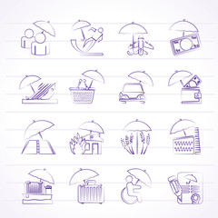insurance, risk and business icons - vector icon set
