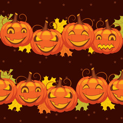 vector seamless background Halloween pumpkin