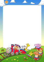 cute animal  train with blank space