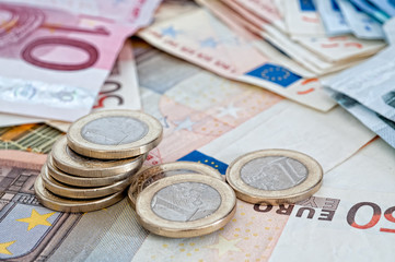 Different euro banknotes