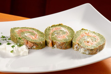 Spinach and Basil Smoked Salmon Roll
