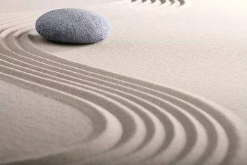 Aluminium Prints Stones in the sand zen sand stone garden
