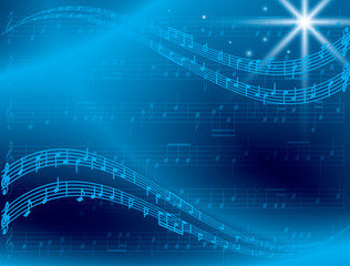 abstract blue music background with star - vector - 56912179