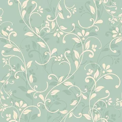 Printed kitchen splashbacks Floral Prints seamless floral pattern on green background. eps10