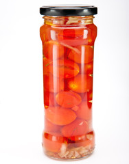 canned tomatoes in glass jars