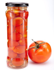 canned tomatoes in glass jars