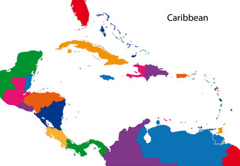 Colorful Caribbean map