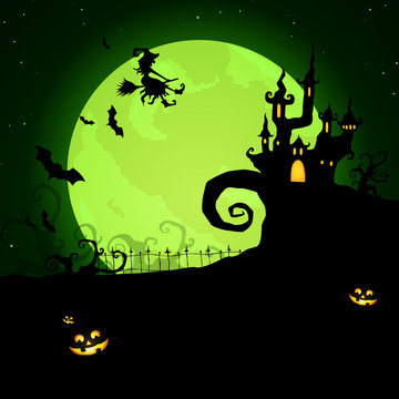 Vector Illustration of a Green Halloween Background
