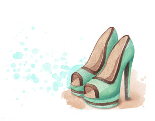 Watercolor shoes illustration