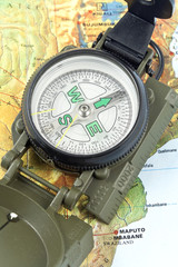 Compass on map of Africa
