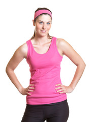 Sporty woman in pink jersey