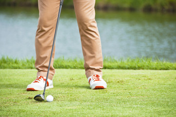 Tee shot address.