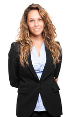 Obraz premium Smiling businesswoman isolated on white