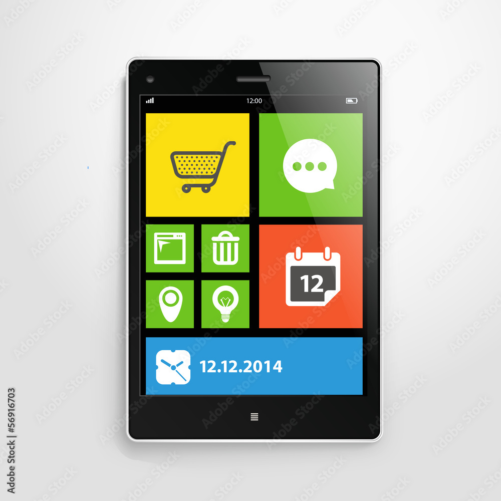 Poster modern mobile gadget with color interface