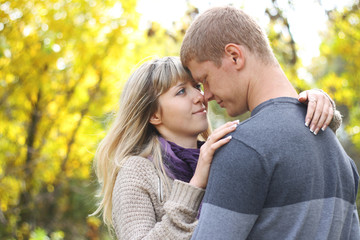Young couple in love smiling looking at each other