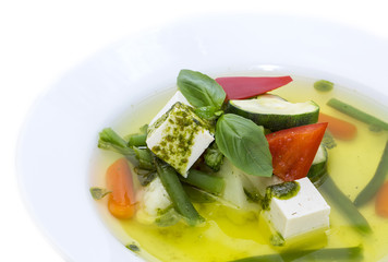soup made of vegetables on a table in a restaurant