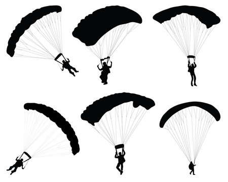 Black silhouette of a paraglider, vector
