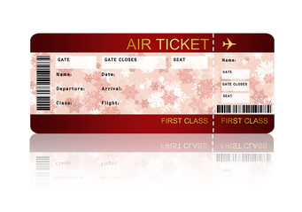 christmas airline boarding pass ticket isolated over white