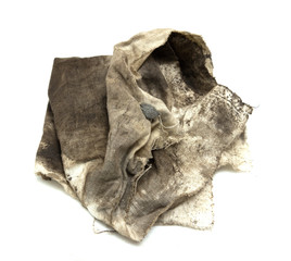 dirty rag on a white background