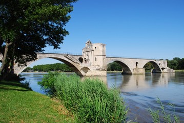 The Saint Benezet bridge on Rhone river in Avignon, France