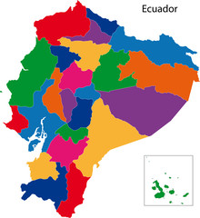Colorful Ecuador map